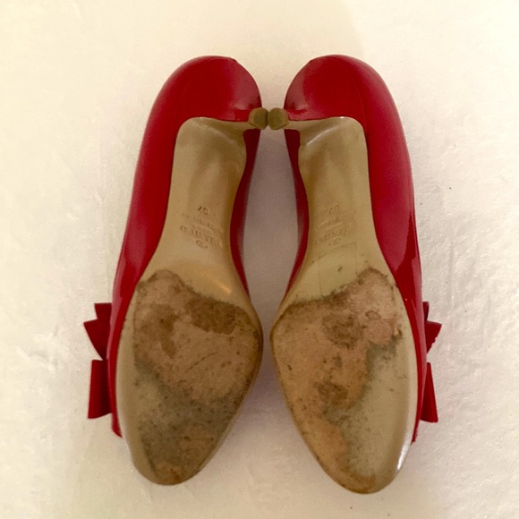 Valentino Garavani Red ❤️ Bow Size 37 Kitten Heels - Picture 4 of 4